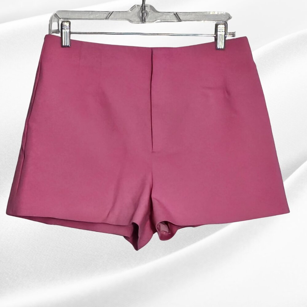 Zara Magenta High-Waist Tailored Shorts